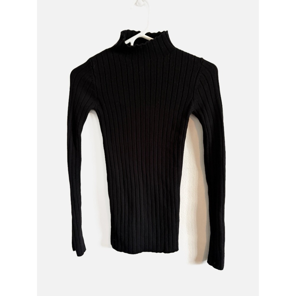Aritzia Wilfred Ribbed Black Basic Turtleneck Sweater Italian Yard Size XXS